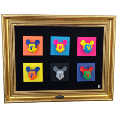 Colourful Mickey Mouse faces wall art _Andy Warhol style