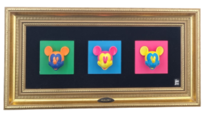 Mickey Mouse wall art, designed by Joakim Lindstrup. In the style of Andy Warhol. Produced by Jie Keramik, in licene of Walt Disney.