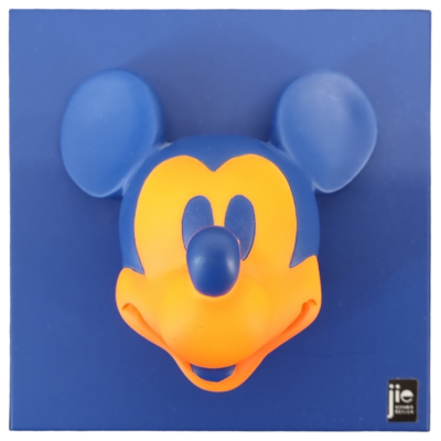 Mickey Mouse face wall art _ blue orange face with blue background _unframed