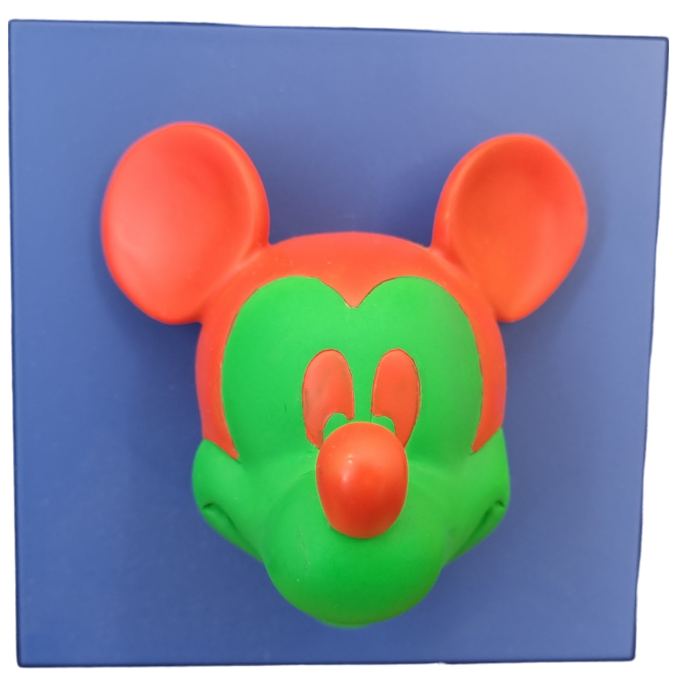 Mickey Mouse face wall art _green red face with blue background -unframed