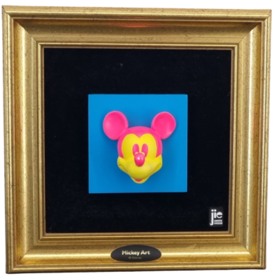 Mickey Mouse wall art frame _pink yellow face with blue background _Jie Gantofta Sweden