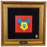 Mickey Mouse wall art framed_ yellow blue face with red background - Jie Gantofta Sweden
