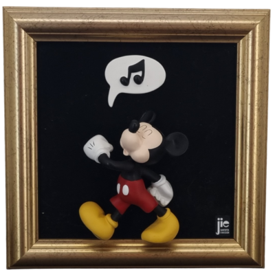 Mickey Mouse whistling wall art _golden frame