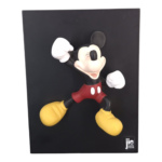 Mickey Mouse Oh Boy resin wall art on a black plaque by Jie Gantofta Sweden, showing Mickey in a cheerful raised-arm pose.