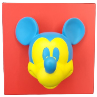 Mickey Mouse face wall art _yellow blue face with red background -unframed