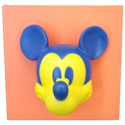 Mickey Mouse wall art frame _pink yellow face with blue background _Jie Gantofta Sweden-Photoroom (2)