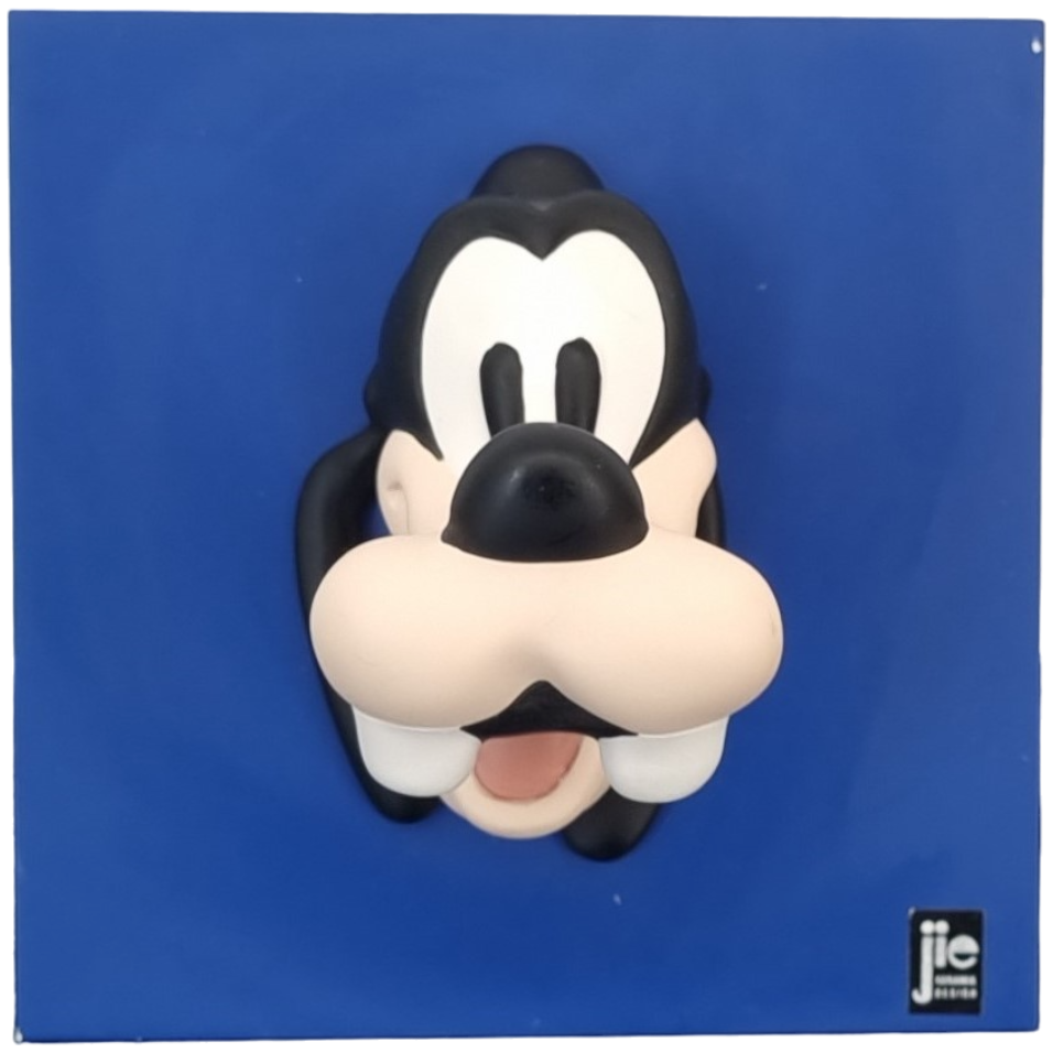 Goofy face Jie Art Disney wall art with blue background and Jie Gantofta Sweden logo